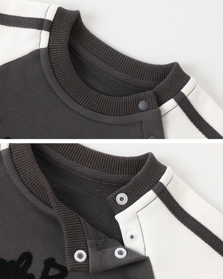 Sweet Puppy Color Block Baby Jumpsuits