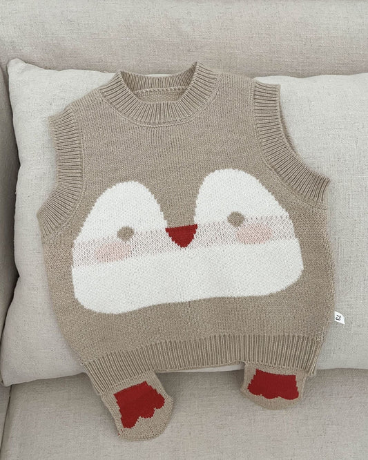 Cartoon Penguin Pattern Baby Knitted Vest