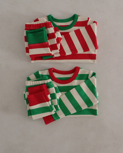 Christmas Striped Baby Bodysuit/Top Pant Set