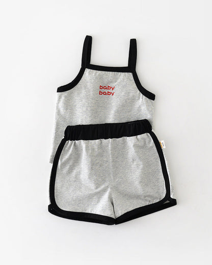 2pcs Letter Printed Baby Vest&Short Pants Set