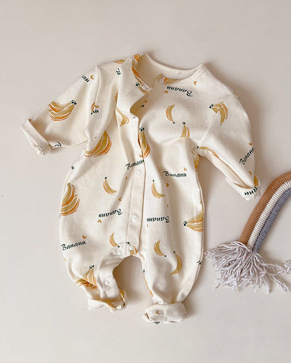 Floral Animal Printed Cotton Long Sleeve Baby Jumpsuits