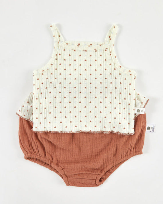 2pcs Floral Heart Breathable Baby Vest&Pants Set
