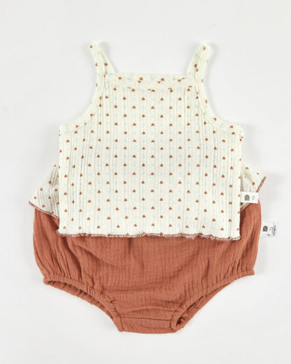 2pcs Floral Heart Breathable Baby Vest&Pants Set