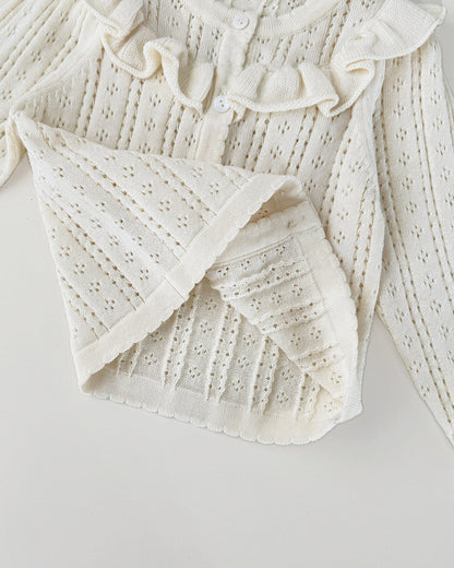 Sweet Hollowed-out Baby Girl Sweater Cardigan