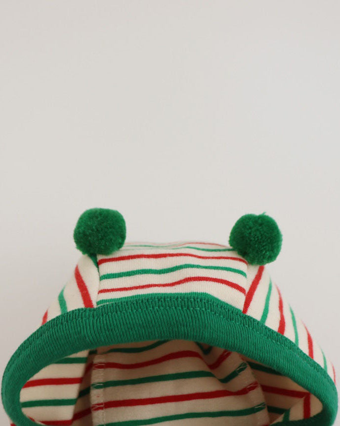 Christmas Striped Baby Jumpsuits with Hat