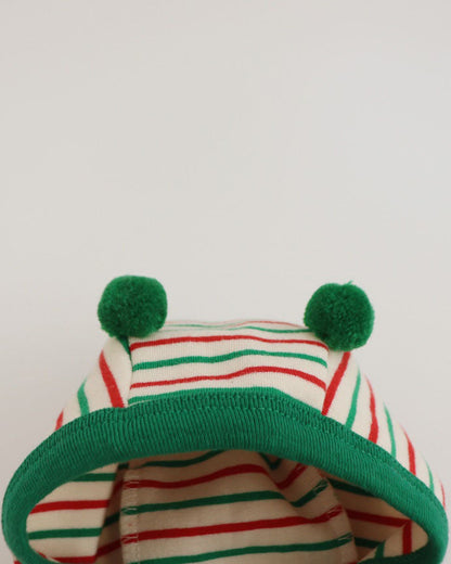 Christmas Striped Baby Jumpsuits with Hat