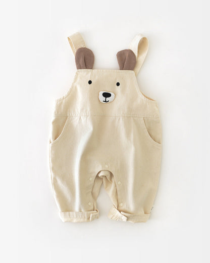 Color Block T-shirt Bear Baby Jumpsuits Set