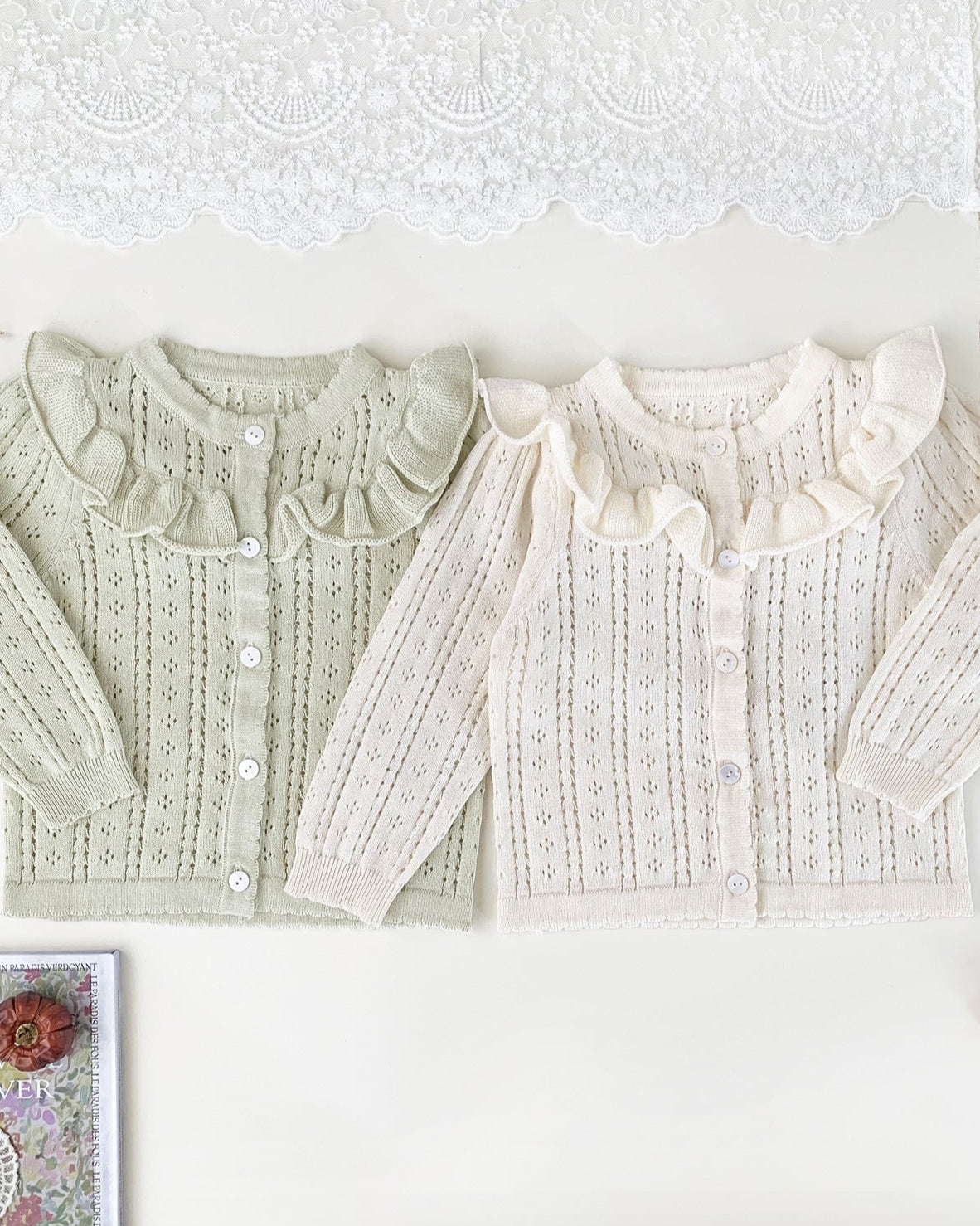 Sweet Hollowed-out Baby Girl Sweater Cardigan