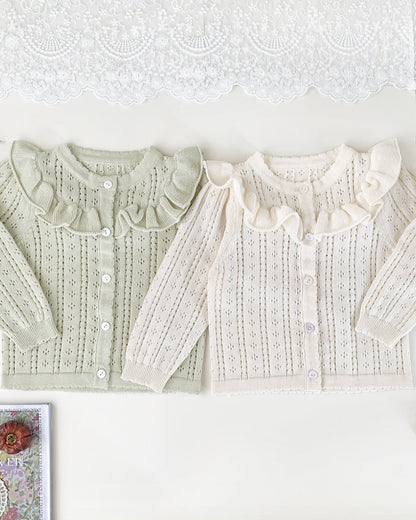 Sweet Hollowed-out Baby Girl Sweater Cardigan