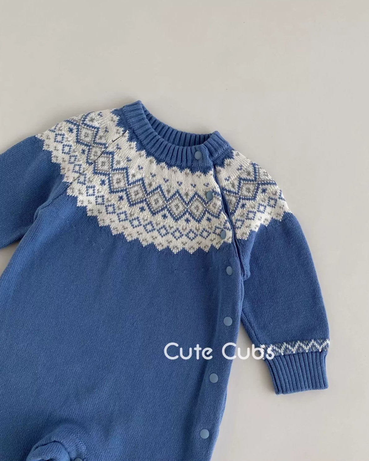 Warm Rhombus Knitted Baby Jumpsuits Hat