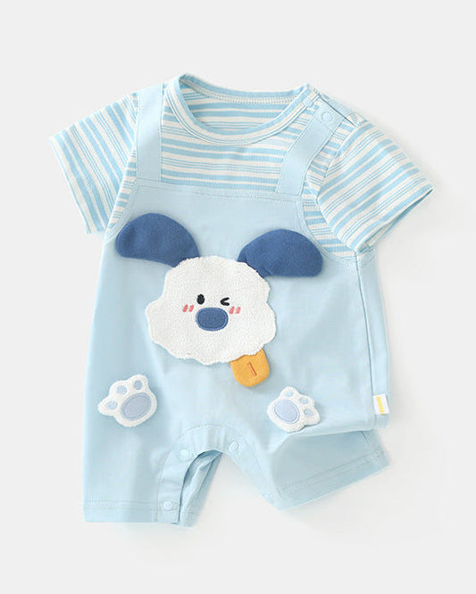 Puppy Pattern Baby Short Sleeve Jumpsuits