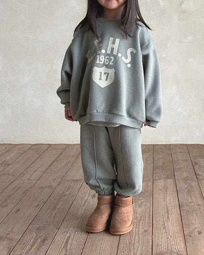 1962 Letter Fleece Warm Baby Hoodie Pants 2pcs Set