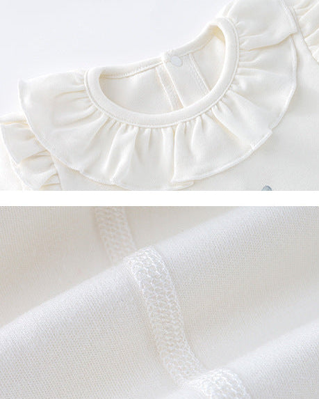 Rabbit Pattern Ruffled Collar Baby Romper