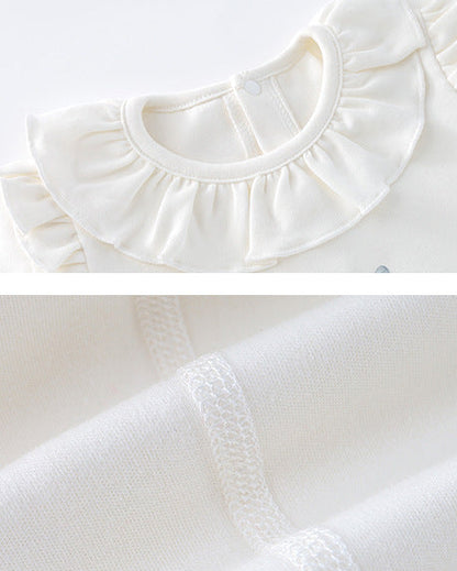 Rabbit Pattern Ruffled Collar Baby Romper