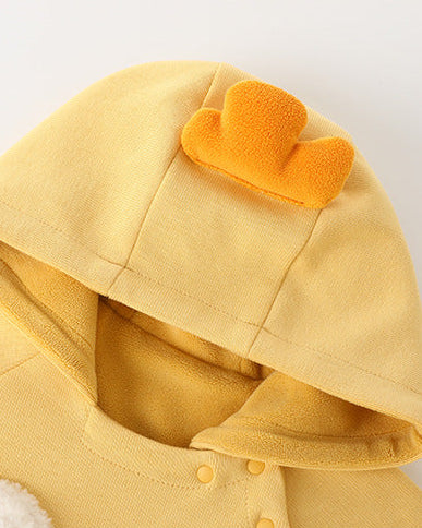 Fleece Duck Zipped Hooded Baby Jumpsuits