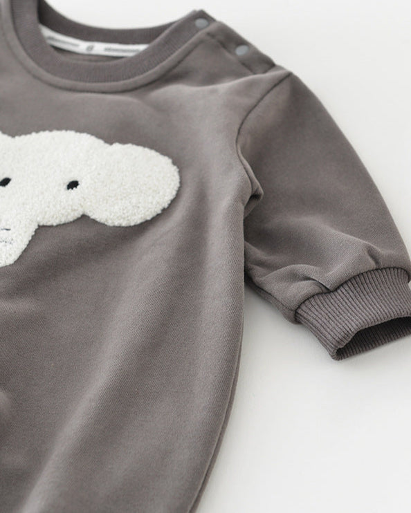 Elephant Pattern Long Sleeve Baby Jumpsuits