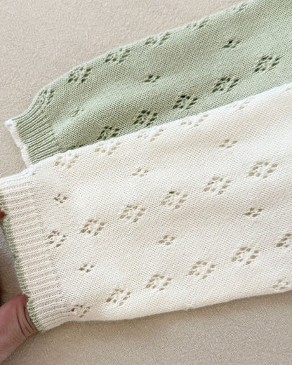 Hollow Knitted Layered Long Sleeve Baby Girl Dress