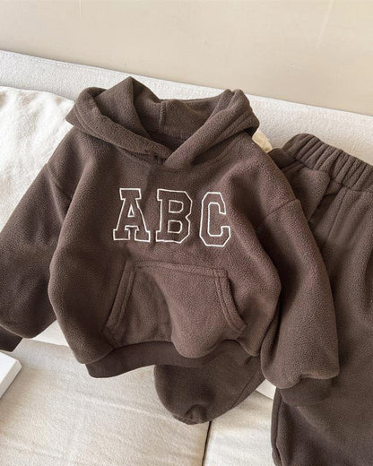 ABC Letter Fleece Baby Hoodie Pants 2pcs Set