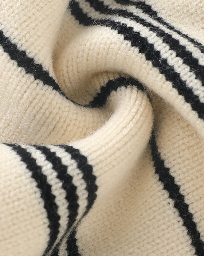 Casual Striped Bear Tag Knitted Baby Sweater