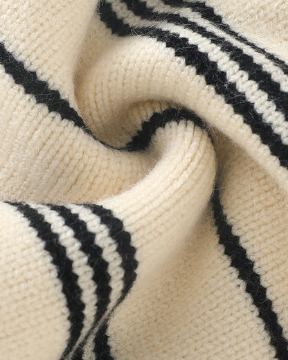 Casual Striped Bear Tag Knitted Baby Sweater