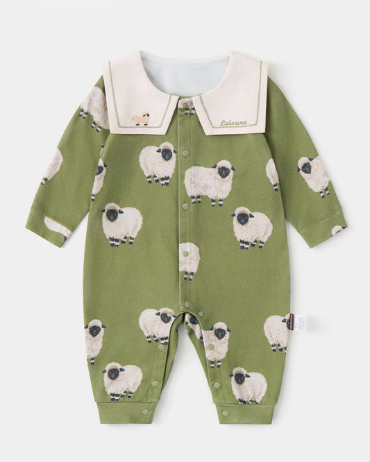 Animal Pattern Square Collar Baby Jumpsuits