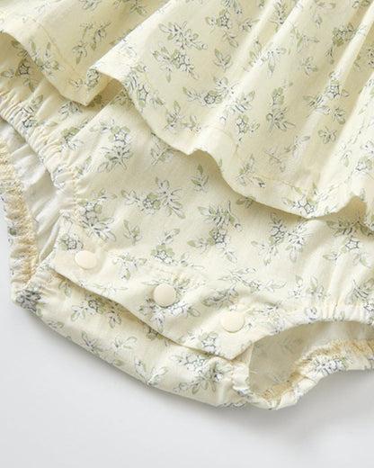 2pcs Baby Long Sleeve Shirt&Floral Romper Set
