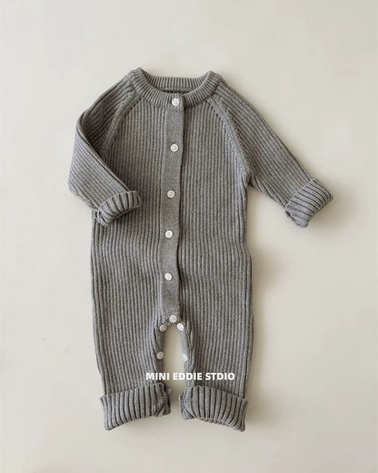 Solid Color Striped Knitted Baby Jumpsuits