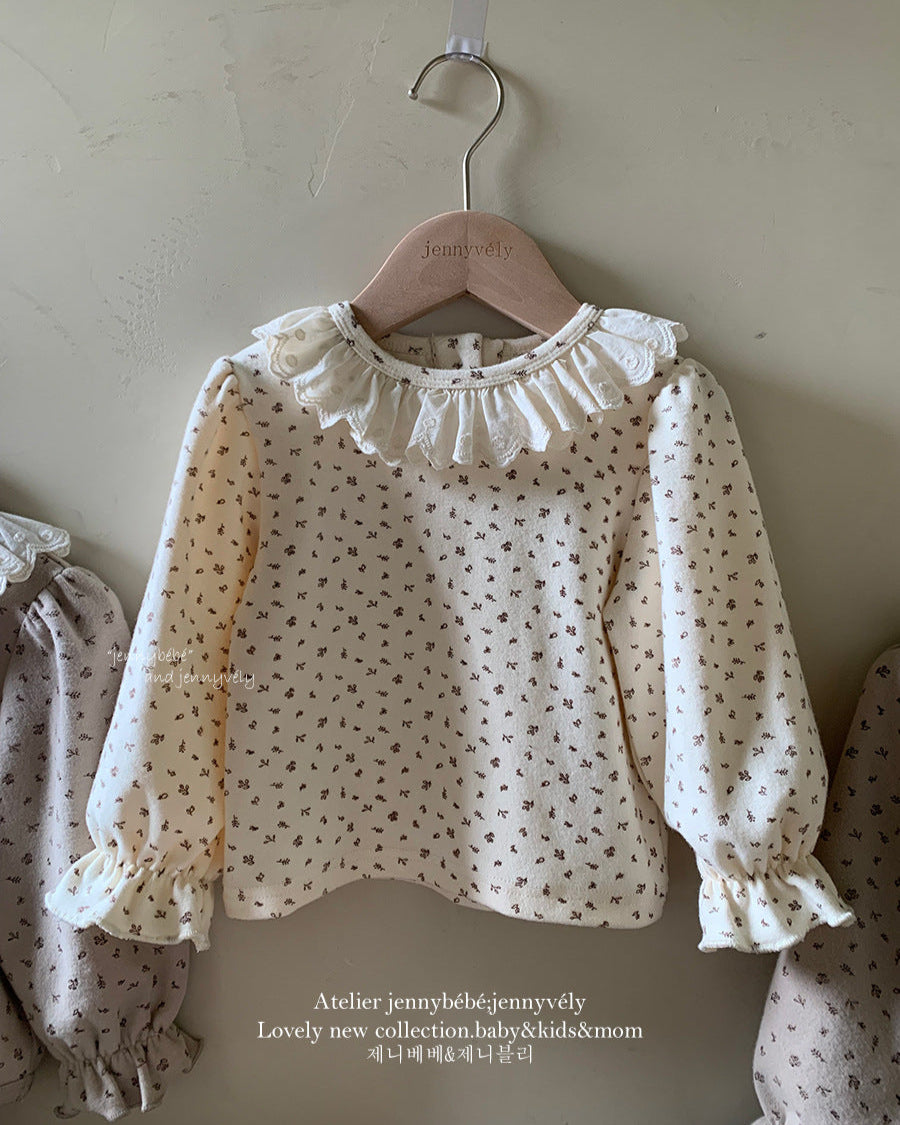 Floral Lace Collar Baby Long Sleeve Top/Romper
