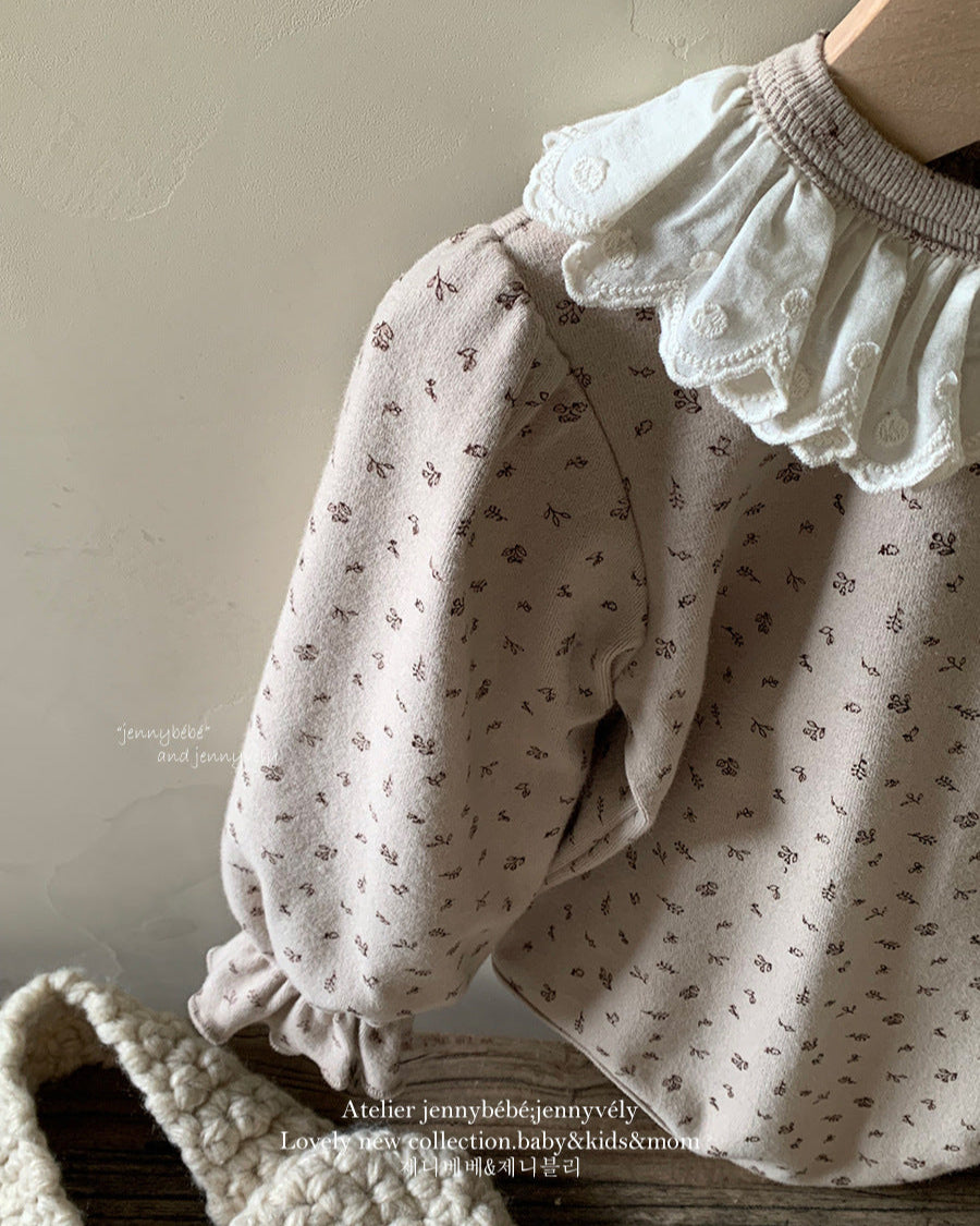Floral Lace Collar Baby Long Sleeve Top/Romper
