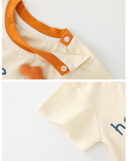Snail House Printed Short Sleeve Baby Jumpsuits