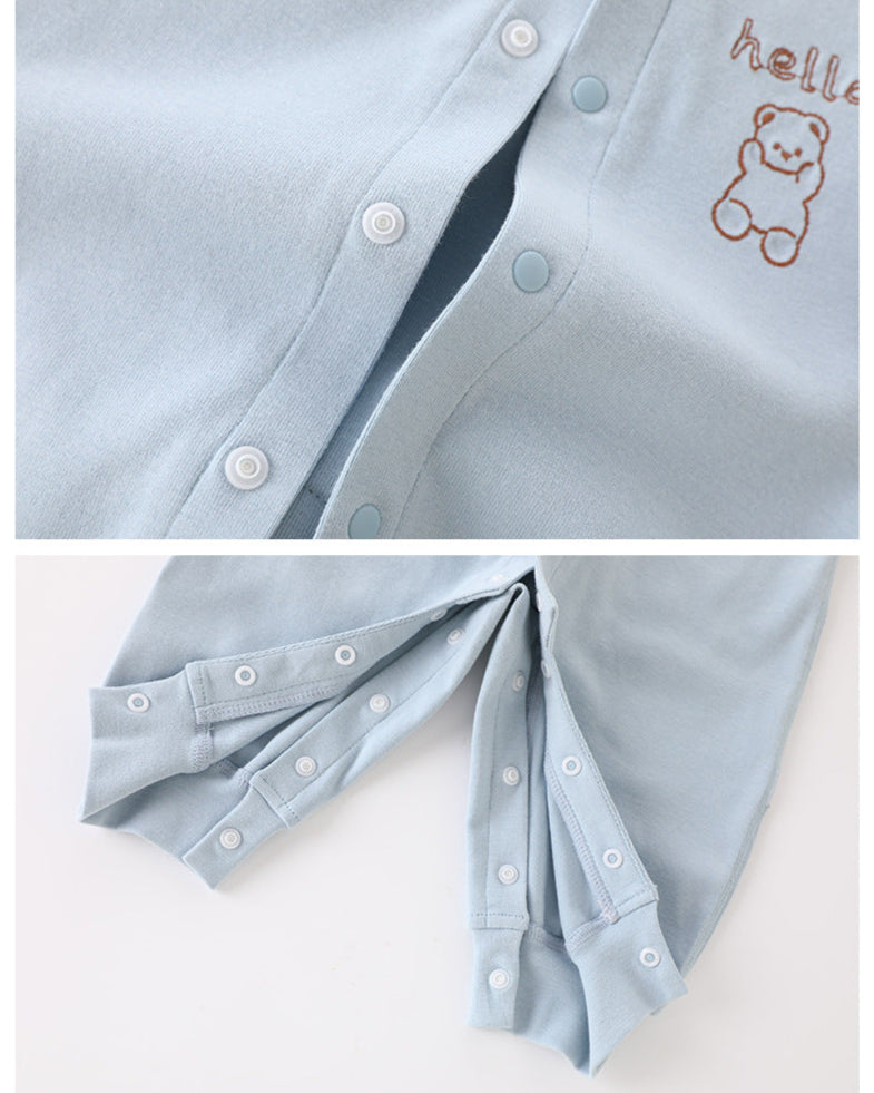 Bear Rabbit Tie Decor Long Sleeve Baby Jumpsuits