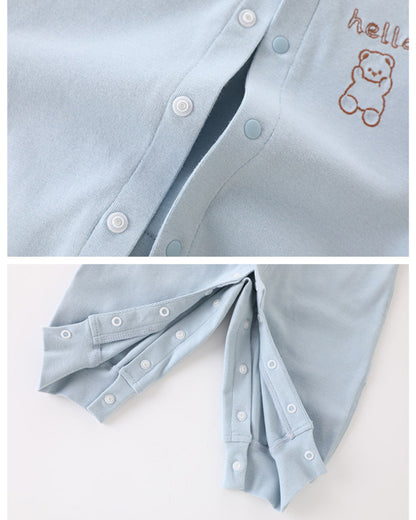Bear Rabbit Tie Decor Long Sleeve Baby Jumpsuits