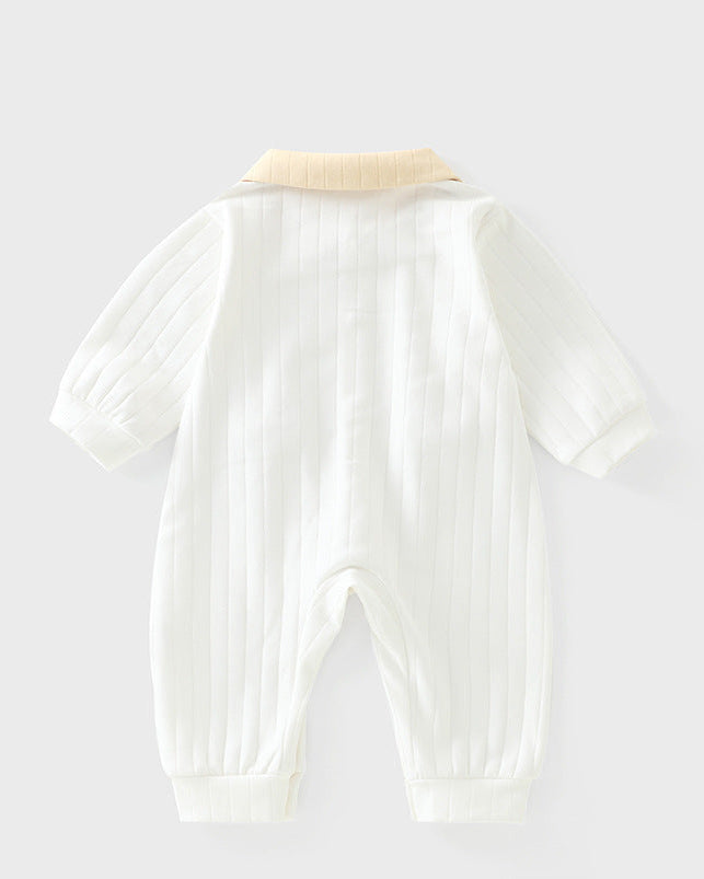 Duck Decor Striped Cotton Baby Jumpsuits