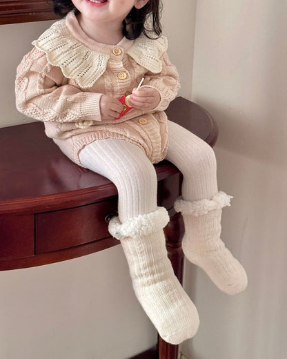 Lace Collar Flower Knitted Long Sleeve Baby Girl Romper