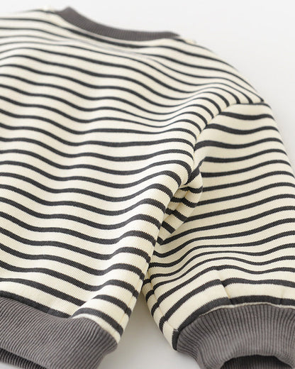 犬柄ストライプベビーパーカーパンツ2点セット