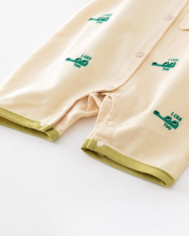 Crocodile Embroidered Short Sleeve Baby Jumpsuits