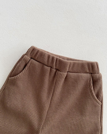 Casual Waffled Baby Sweatshirt Pants 2pcs Set