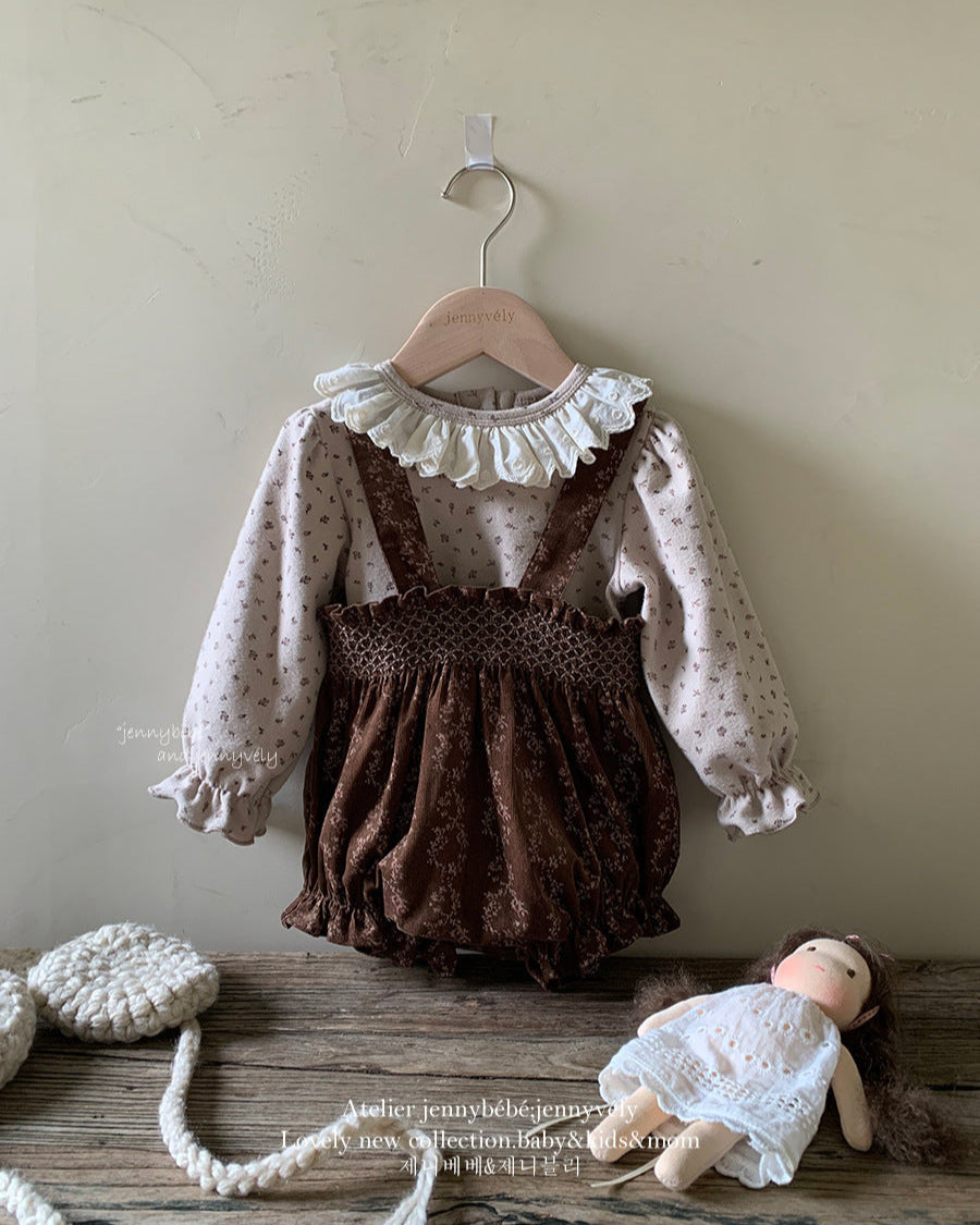 Floral Lace Collar Baby Long Sleeve Top/Romper