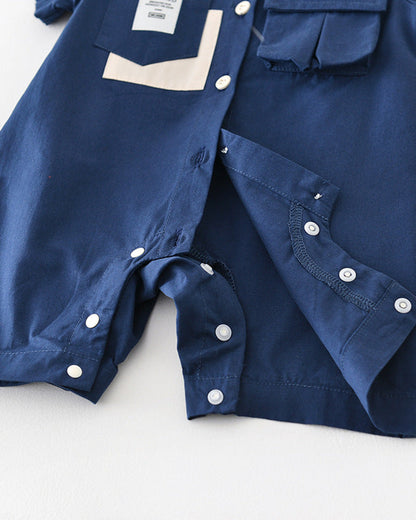 Casual Solid Color Short Sleeve Baby Jumpsuits