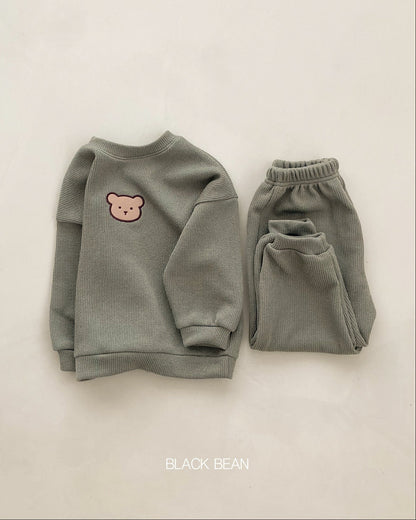 Solid Color Bear Baby Hoodie Pants 2pcs Set
