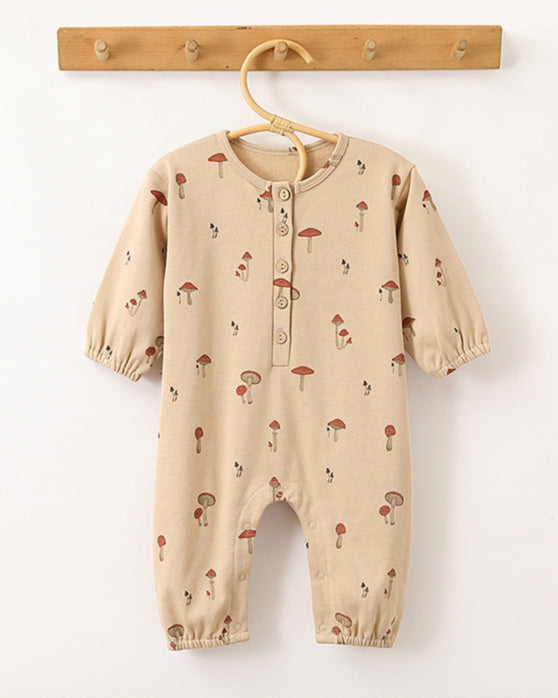 Fruit Printed Soft Cotton Long Sleeve Baby Jumpsuits