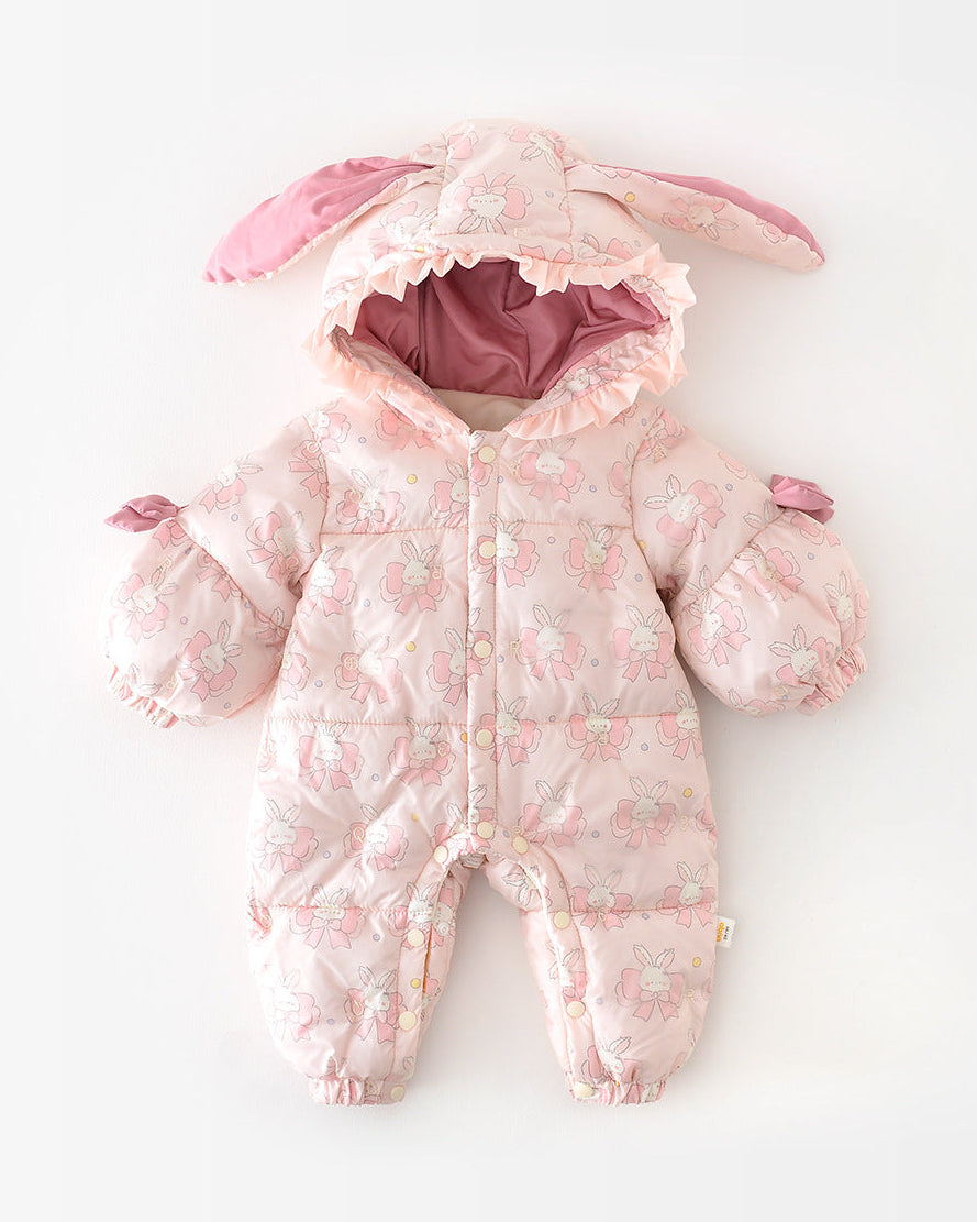 Sweet Rabbit Warm Hooded Baby Jumpsuits