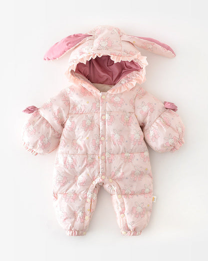 Sweet Rabbit Warm Hooded Baby Jumpsuits