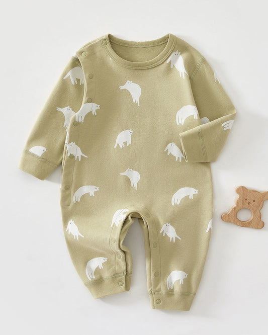 Cat Pattern Cotton Long Sleeve Baby Jumpsuits