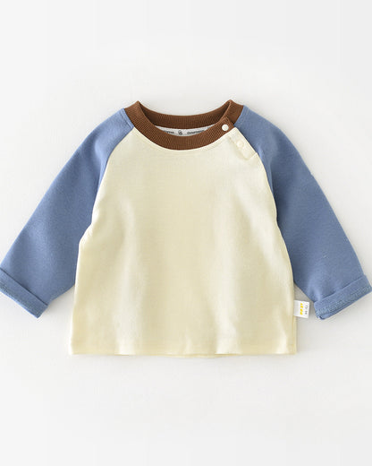 Color Block T-shirt Bear Baby Jumpsuits Set