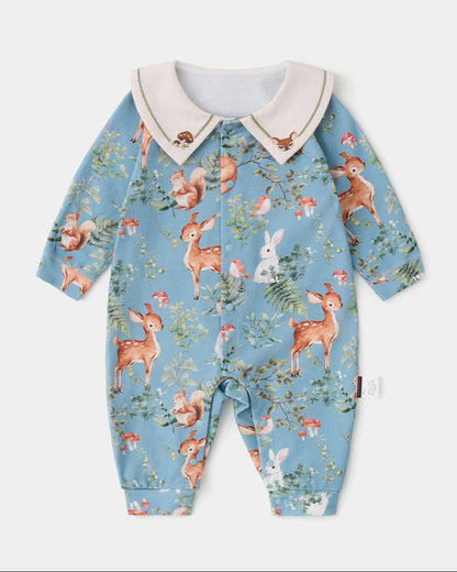 Animal Pattern Square Collar Baby Jumpsuits