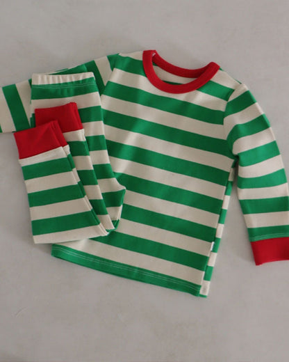Christmas Striped Baby Bodysuit/Top Pant Set