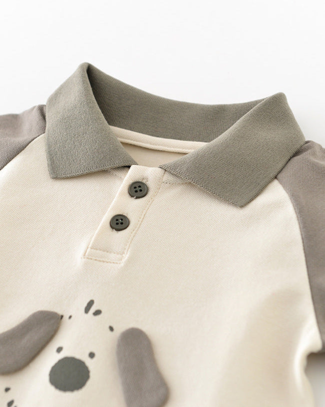 Dog Pattern Casual Baby Polo Shirt&Pants Set