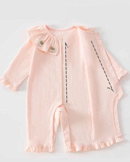 Cotton Ruffled Collar Long Sleeve Baby Pajama