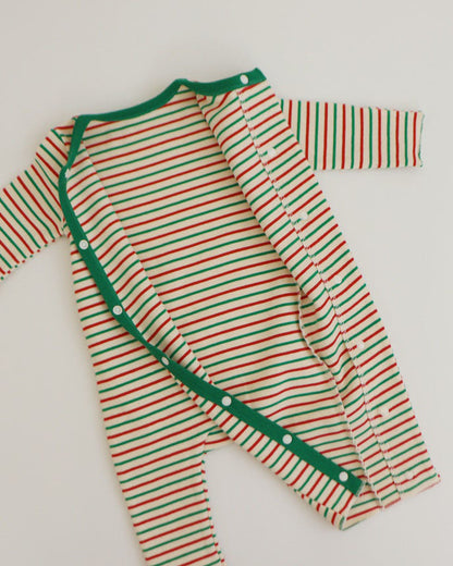 Christmas Striped Baby Jumpsuits with Hat